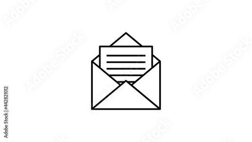 mail line animation . email icon envelope on green background video footage, 4K	