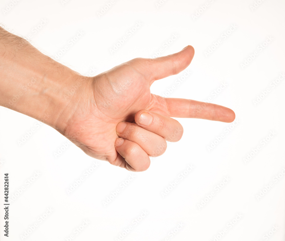 Hand Gesture and Position White Background Caucasian Middle Age Man Photograph Set Hand Gesture and Position White Background Caucasian Middle Age Man Photograph Set