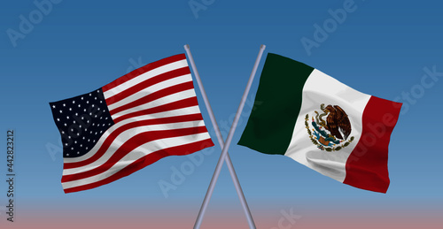 メキシコとアメリカ合衆国の国旗