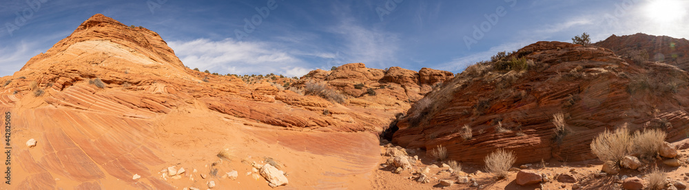 Panorama of The Entrace to Buckskin Gulch From Wire Pass