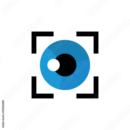 Laser vision correction logo. Cataract surgery symbol. Eye care icon, vector illustration.