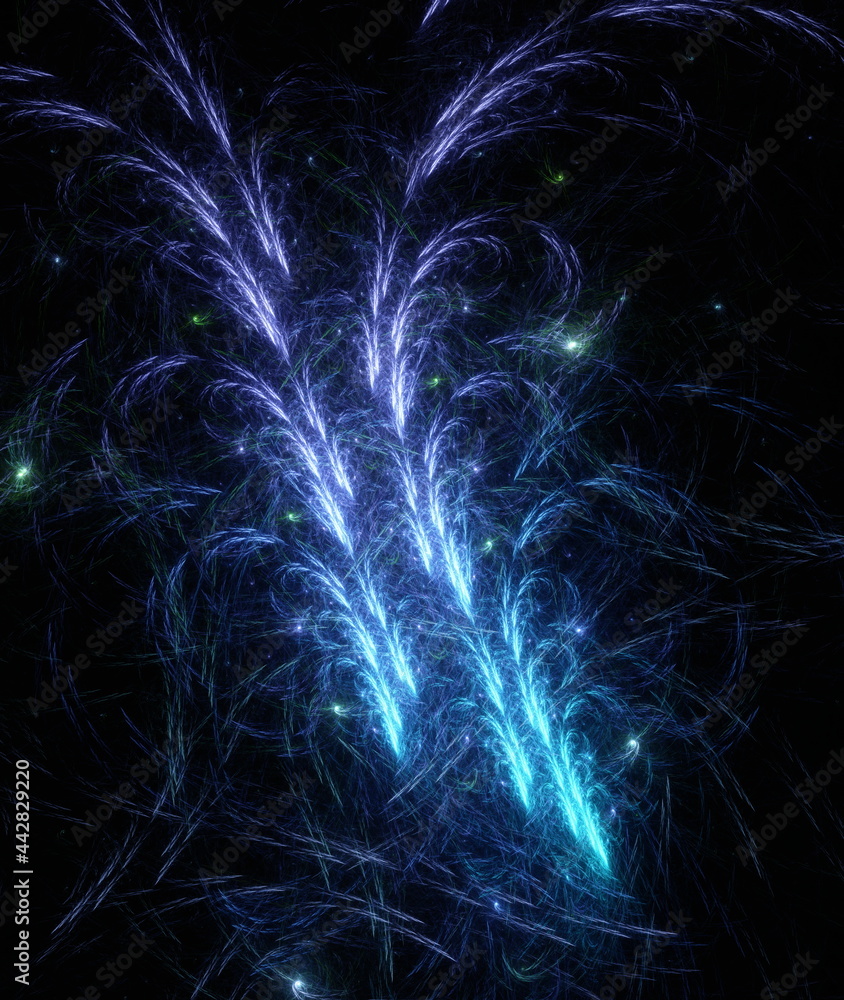 Obraz premium Abstract background, smooth multicolored lines on a black background.