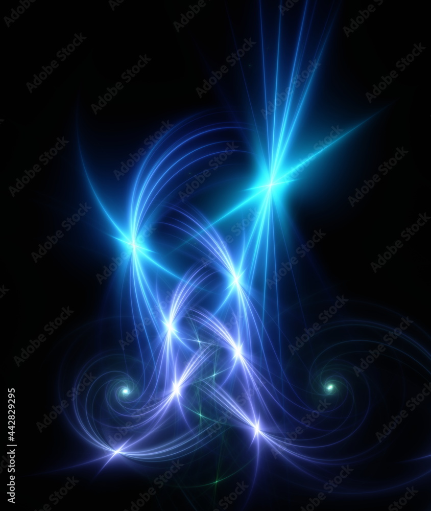 Abstract background, smooth multicolored lines on a black background. Abstract background, smooth multicolored lines on a black background.