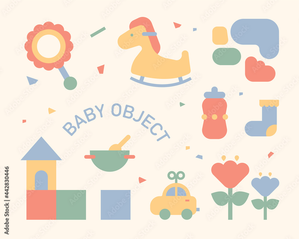 Cute icons for babies. flat design style minimal vector illustration. Cute icons for babies. flat design style minimal vector illustration.