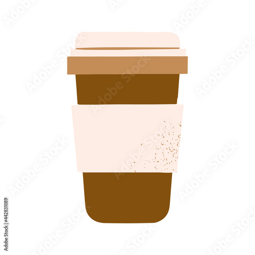 Travel element takeout cup paper coffee shop vector illustration