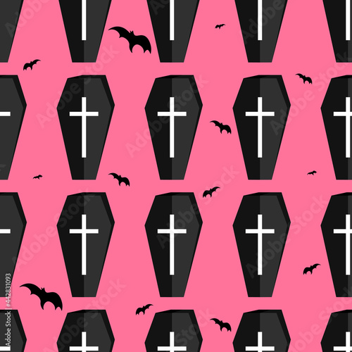 Halloween seamless pattern. Holiday poster design template. Carnival background, loading page, vector illustration