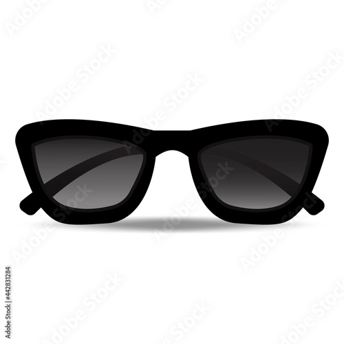 Black sunglasses. Summer background. Sun icon vector. Vintage style. Vector illustration. Stock image. EPS 10.