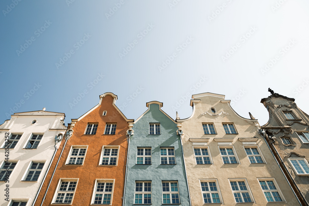 Colorful old houses at Dlugi Targ Long Market street in Gdansk, Poland