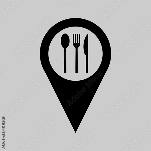 pin location cutlery kitchen icon vector design