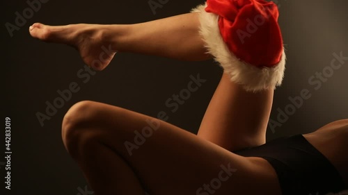 santa girl with a gift. Sexy woman body. Erotica. 