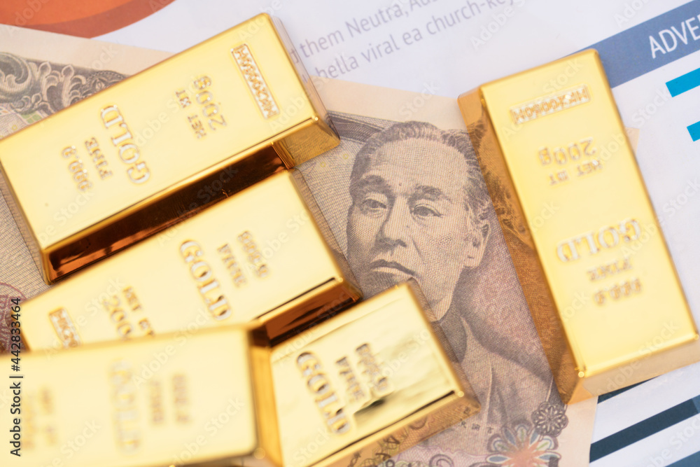 Naklejka premium Exchange between gold price and Japanese yen