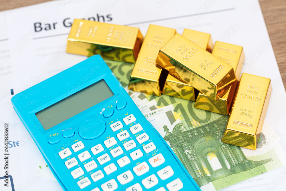 Conceptual still life related to gold price Conceptual still life related to gold price