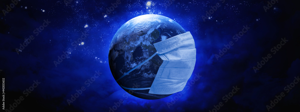 Planet earth is wearing a protective mask. 3d illustration