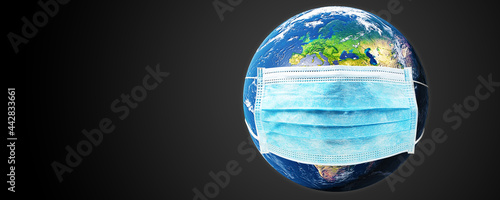 Planet earth is wearing a protective mask. 3d illustration