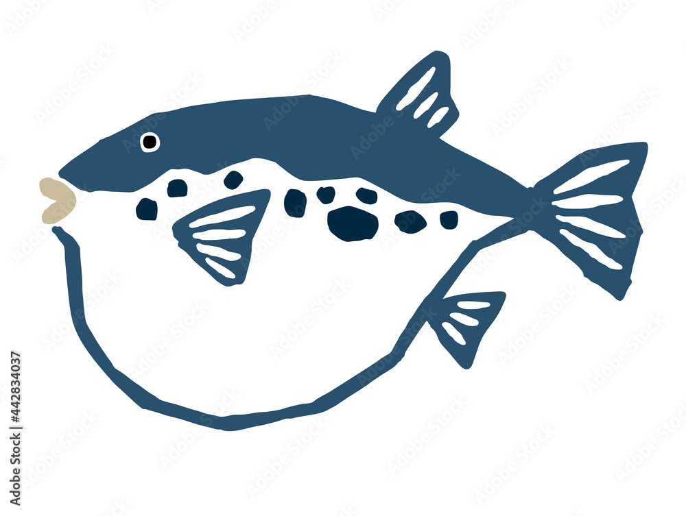 河豚 レトロなベクターイラスト Stock Vector Adobe Stock