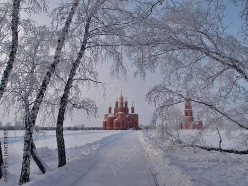 Winter view of the Cathedral of the Assumption of the Blessed Virgin Mary in the territory of the Achair monastery
