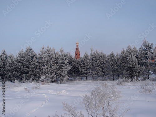 Winter view of the territory of the Achair monastery © alekskai