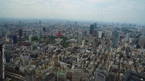 ヘリから撮影された東京の空撮映像
