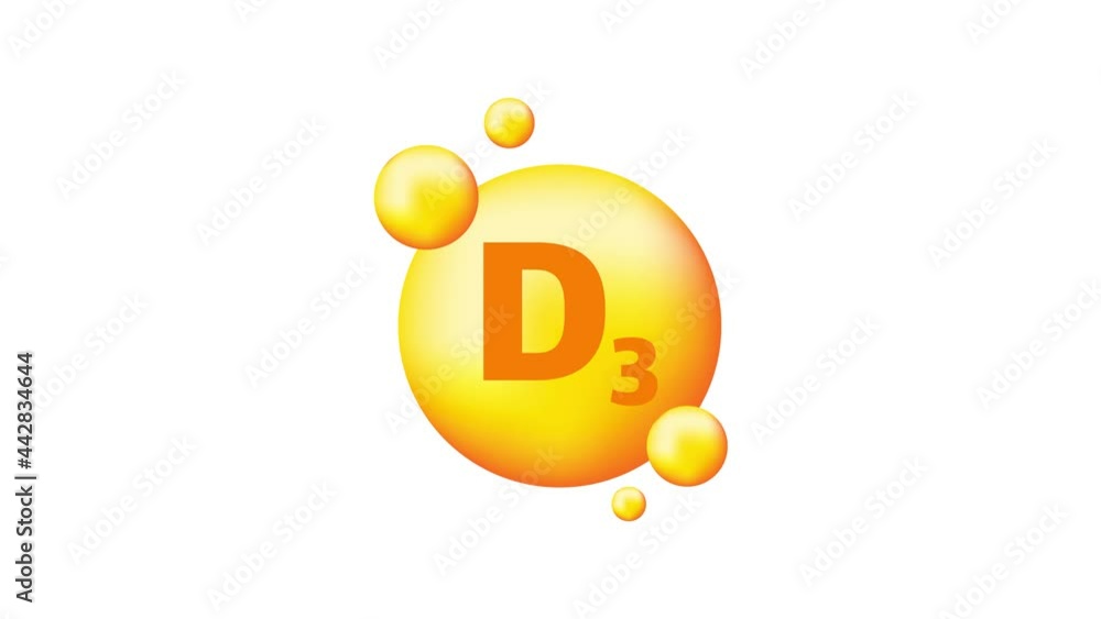 Video Stock Vitamin D3. Niacin vitamin drop pill capsule icon. Motion