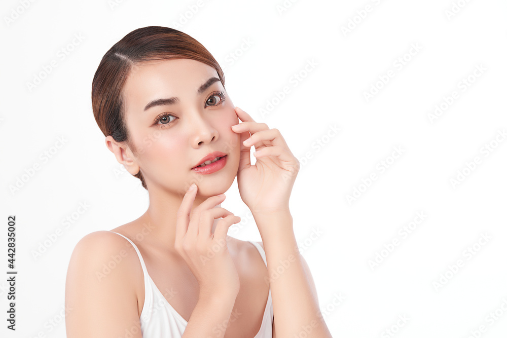 Beautiful young asian woman with clean fresh skin on white background, Face care, Facial treatment, Cosmetology, beauty and spa, Asian women portrait. Beautiful young asian woman with clean fresh skin on white background, Face care, Facial treatment, Cosmetology, beauty and spa, Asian women portrait.