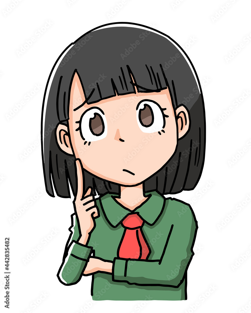 悩んで考え込む女の子 悩んで考え込む女の子