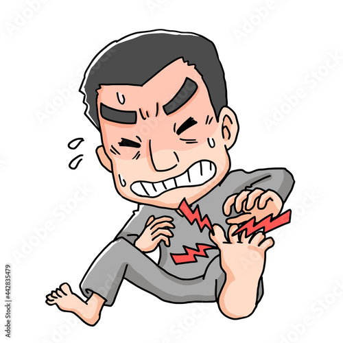 痛風の痛みに苦しむ男性