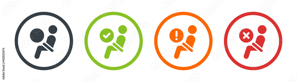Safety belt and airbag icon. Safety concept Safety belt and airbag icon. Safety concept