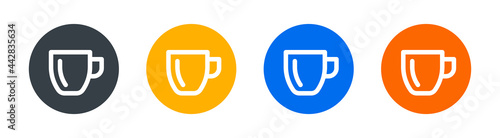 Coffee or tea mug, cups icon set. Button sign. 