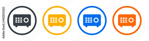 Safe deposit box icon locked by password vector sign. Security of funds concept