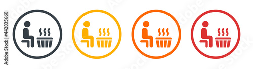 Sauna icon vector sign symbol for design. Steam room symbol on circle design.