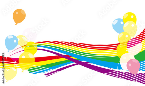 虹と風船の背景イラスト