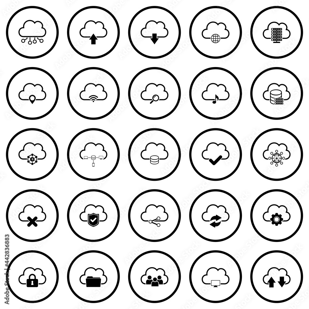 cloud icon set vector sign symbol cloud icon set vector sign symbol