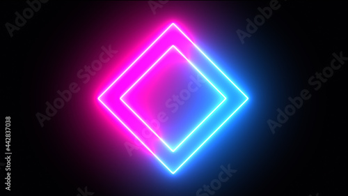 Shaking neon square technology background