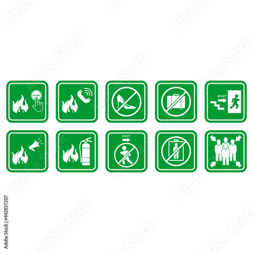 fire emergency evacuations procedure sign icon vector symbol