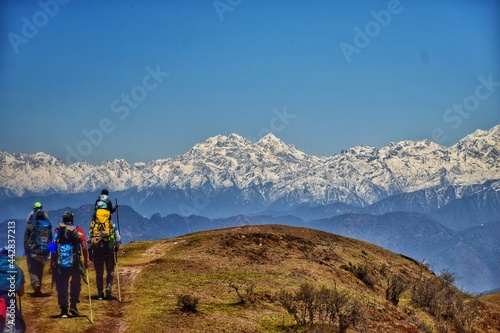 hiking in the mountains , sandakafu trekking, summer trekking