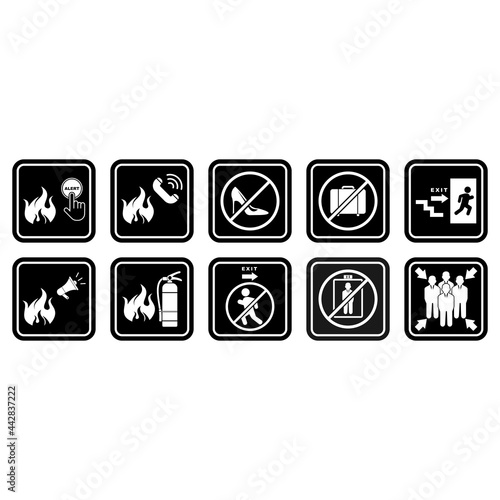 fire emergency evacuations procedure sign icon vector symbol