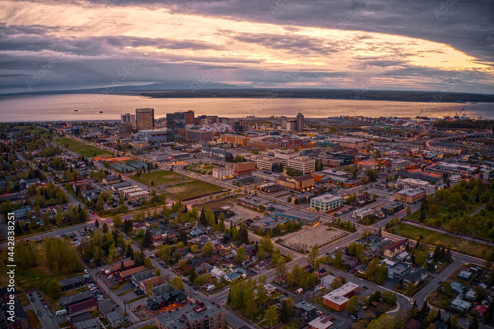 Aerial View of Anchorage, Alaska during Spring