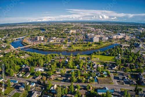 Aerial View of the Fairbanks, Alaska Skyline during Summer Fototapet