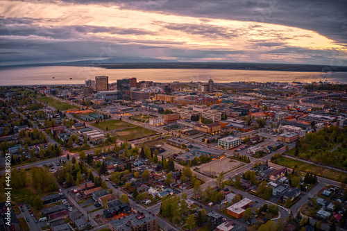 Aerial View of Anchorage, Alaska during Spring