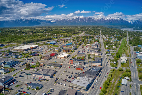 Aerial View of Downtown Palmer, Alaska during Summer photo