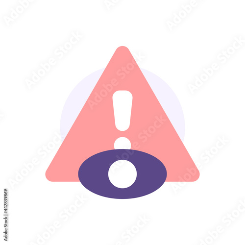 concept icon warning there is an intruder or spy. illustration of exclamation mark symbol and eye symbol. protection, notice. flat cartoon style. vector element design