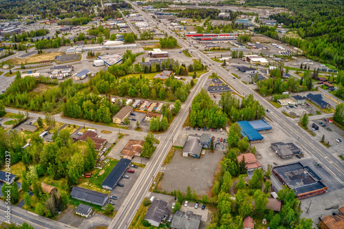 Aerial View of Downtown Soldotana, Alaska during the Summer