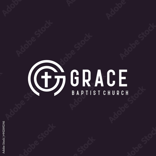 letter G circle line for church symbol logo design