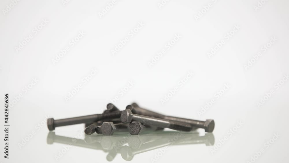 Black screw rotating on white background isolated Black screw rotating on white background isolated