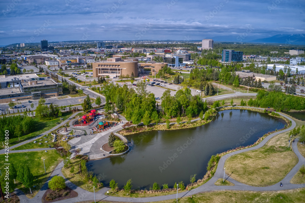 Aerial View of the Midtown Business District of Anchorage, Alaska