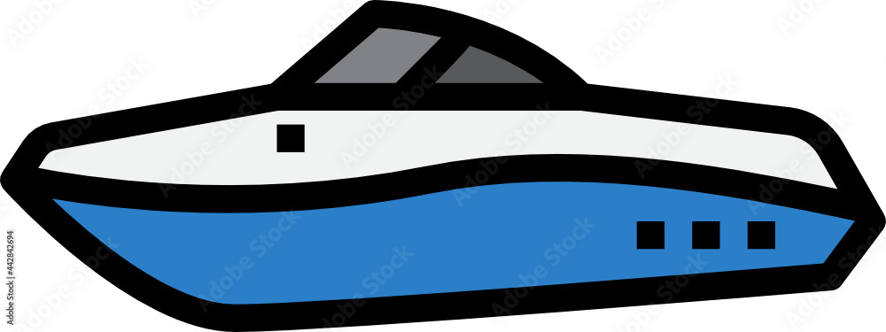 speed boat color outline icon