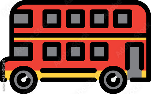 double decker bus color outline icon