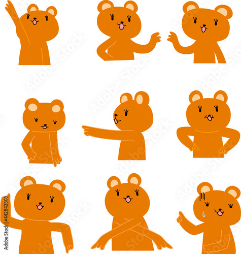 指をさして案内する可愛いくまのイラスト