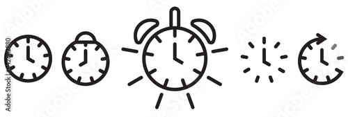 Set of clock and times line art icon for apps or websites