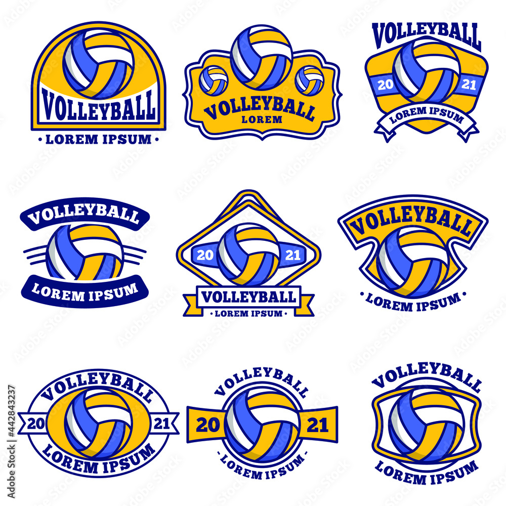 Volleyball logo emblem set collections